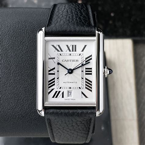 cartier mens watch leather strap|cartier tank must leather strap.